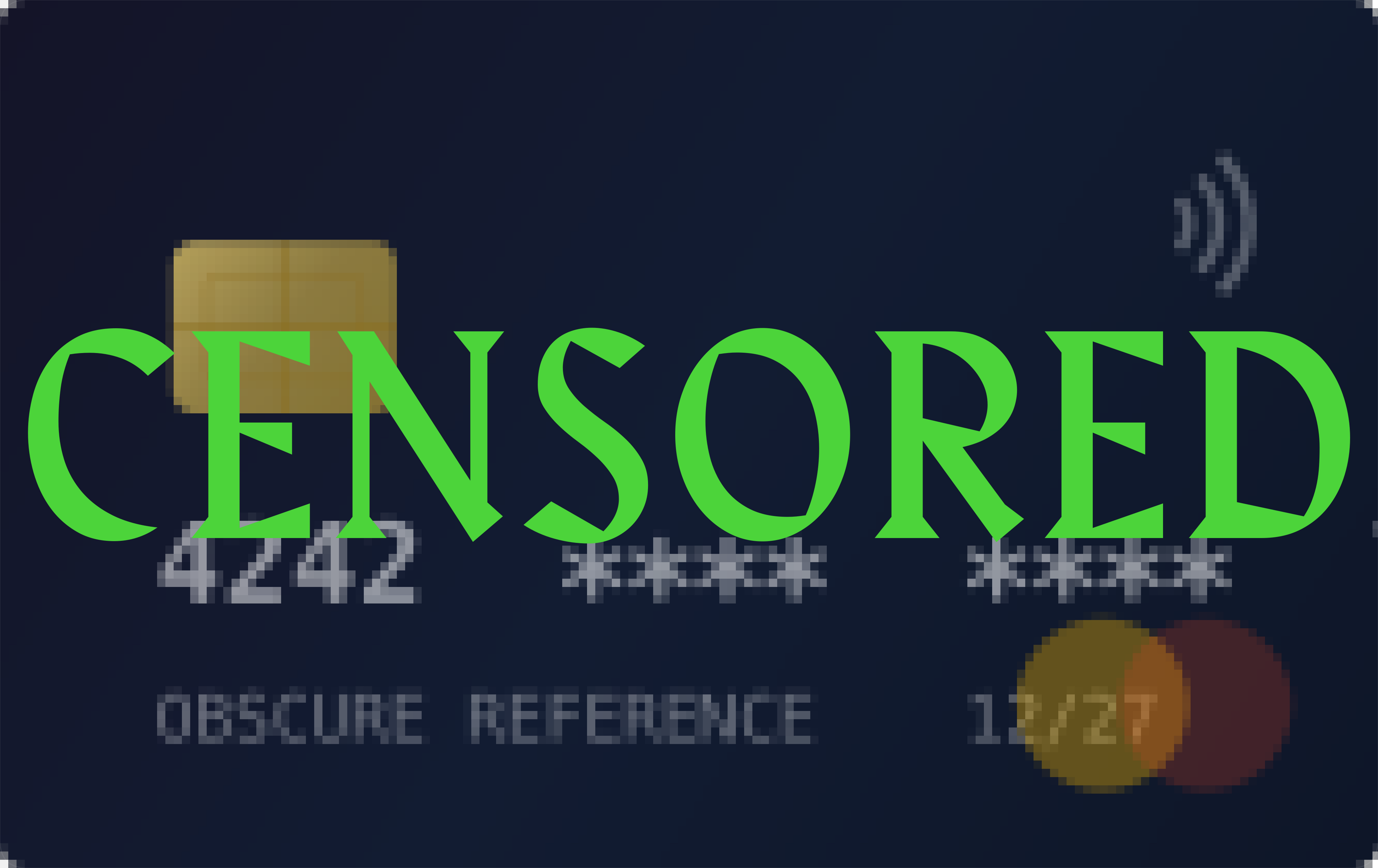 The tee design — credit card details printed on the chest with a green CENSORED overlay in the 3D viewer